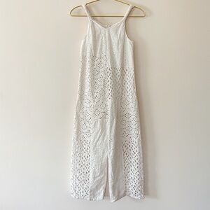 ZARA EUC White Pattern Block Eyelet Jumpsuit